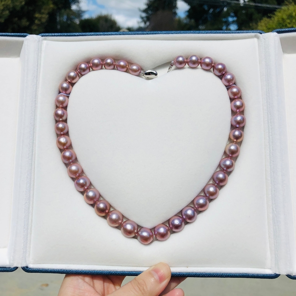 12mm purple freshwater pearl necklace